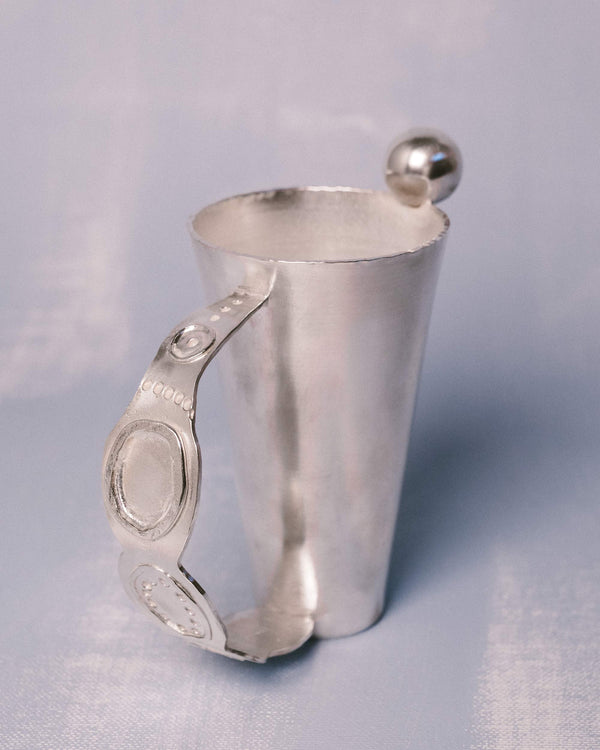 Silver-plated copper cup by Yeodong Yun with decorative detail, Cup 8
