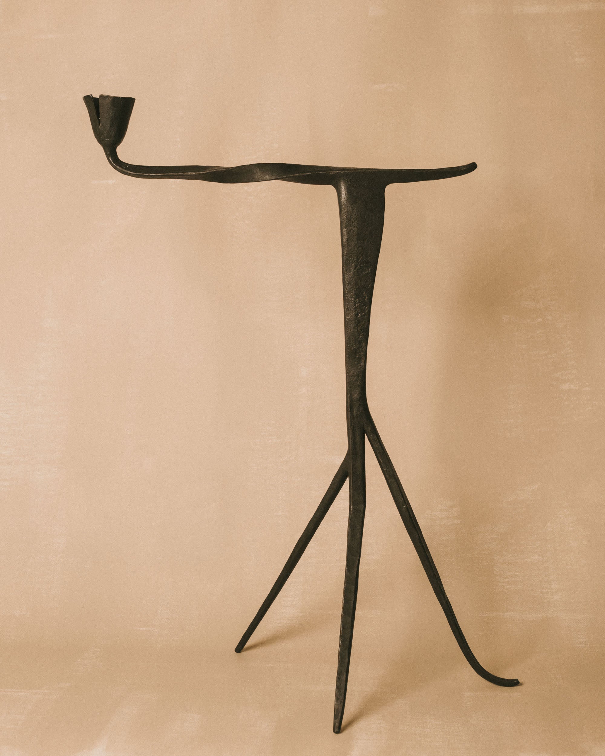 Agnieszka Owsiany Campanula Candle Holder, hand-forged iron by blacksmith Andreas Billert, front view