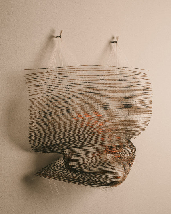 Scanner by Anna Fiedler, wall-mounted woven wire piece