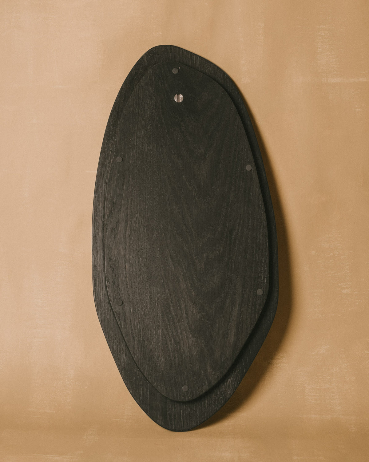 Oxidised oak Tray by Christian+Jade, angled view highlighting the darkened surface and grain depth