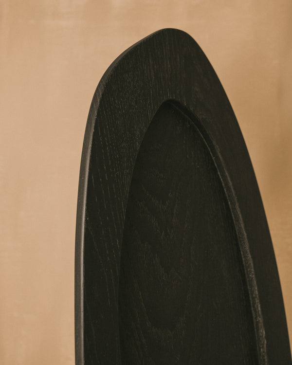 Edge detail of Christian+Jade Tray, carved oxidised oak from the Woodenware series