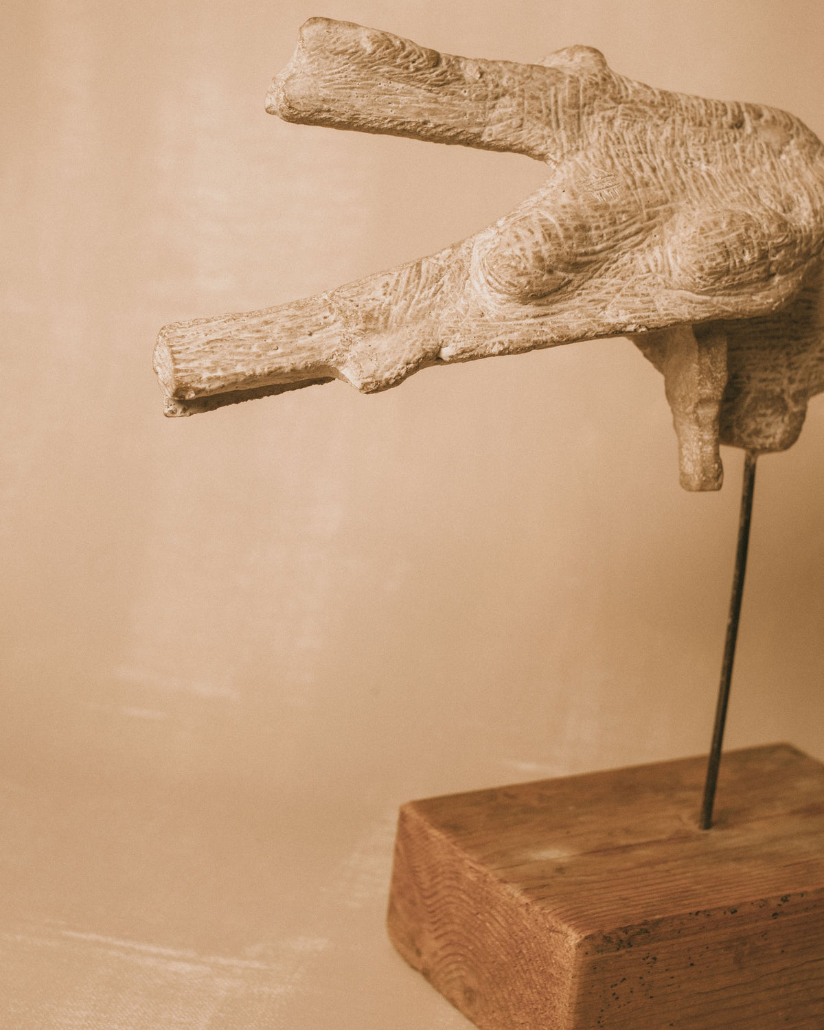 Flying Figure Sculpture by Evert Lindfors, faience surface texture, alternate angle