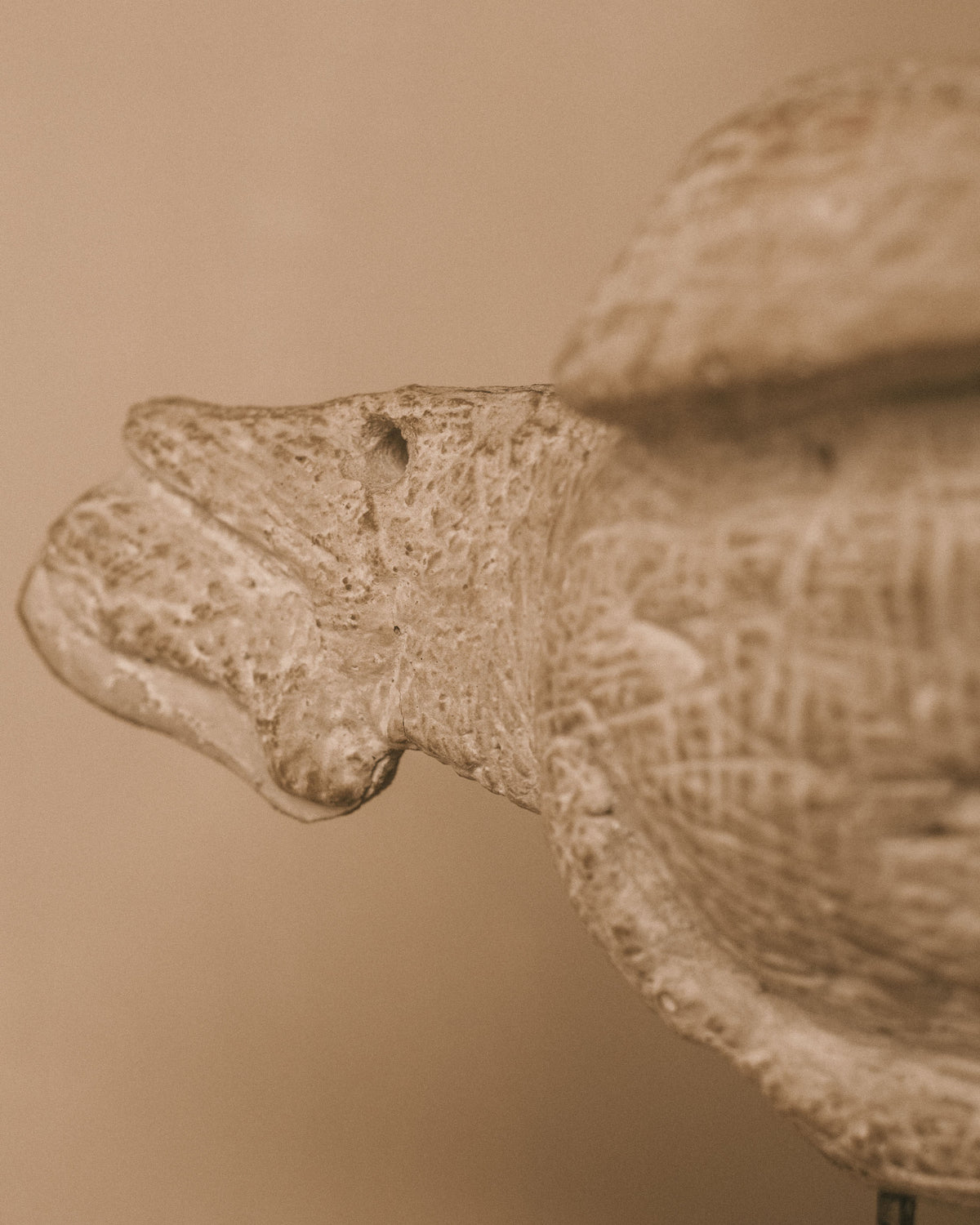 Wooden mounting rod detail, Evert Lindfors' Flying Figure Sculpture, close-up