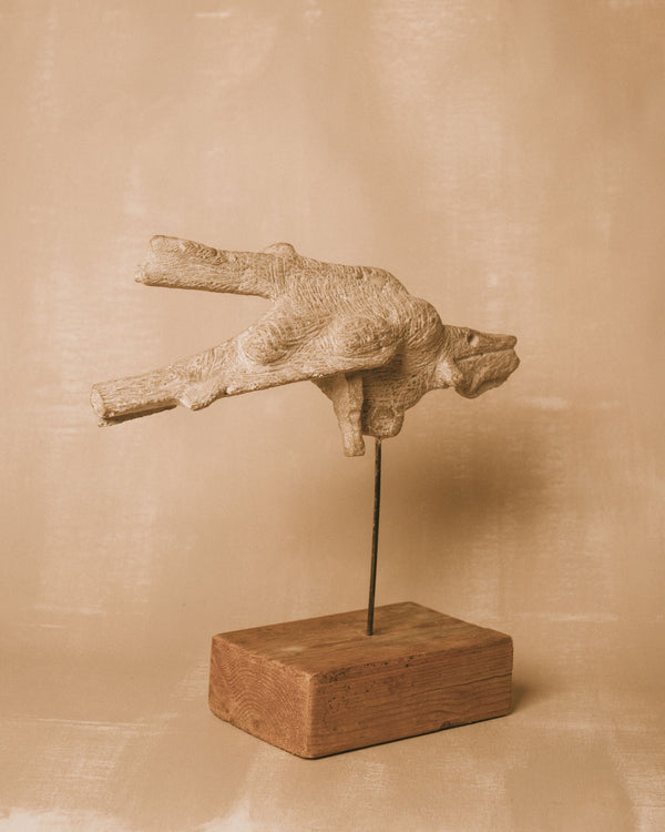 Outstretched form of Evert Lindfors' Flying Figure Sculpture, side profile