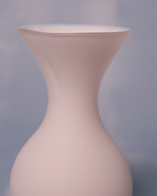 Vase No. 1019 in Cotton, handblown glass vessel, front alternate view
