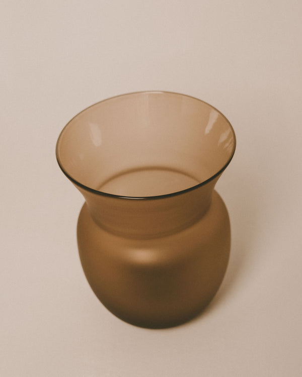 Rounded form of Vase No. 1086 in Algae, handblown glass, angled view