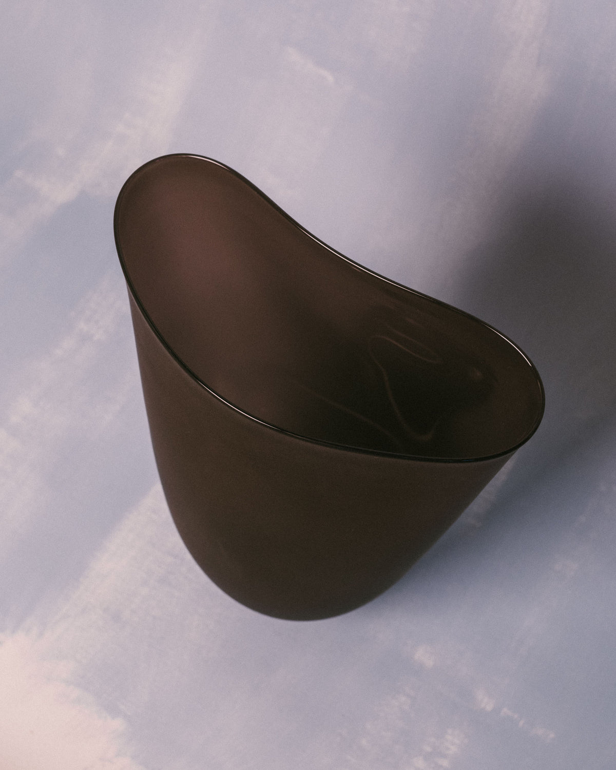 Sloped rim detail of Vase No. 968 in Chocolat, top-down view