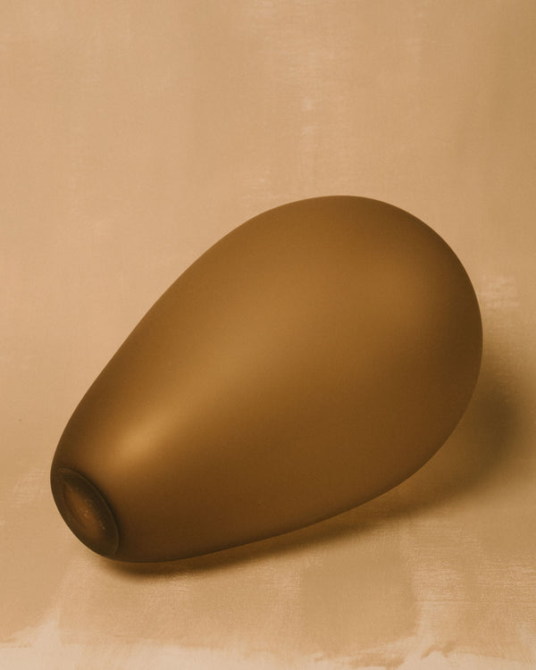 Tapered form of Vase No. 977 in Algae, handblown glass, angled view