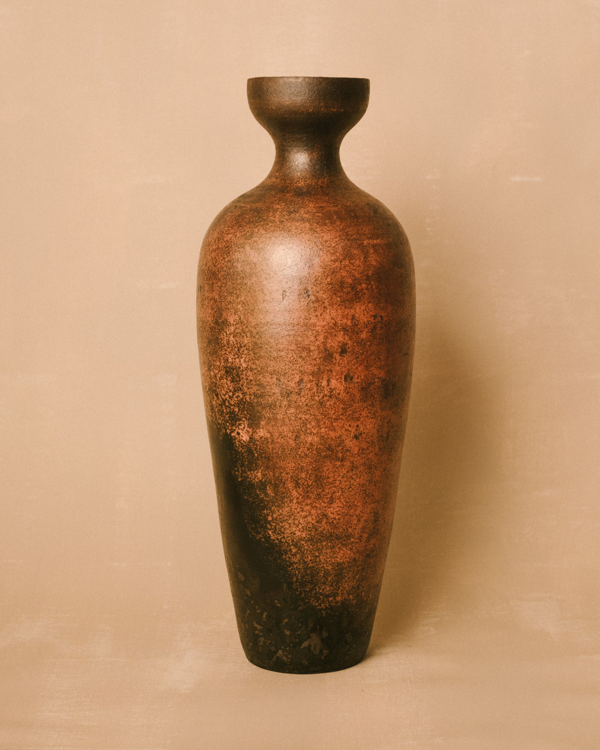Lipari 1 vessel, Raku-fired terra sigillata, three-quarter view