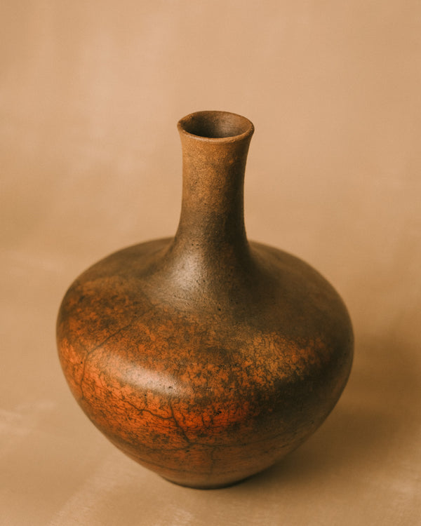 Bulbous form of Lipari 2, terra sigillata surface, angled view
