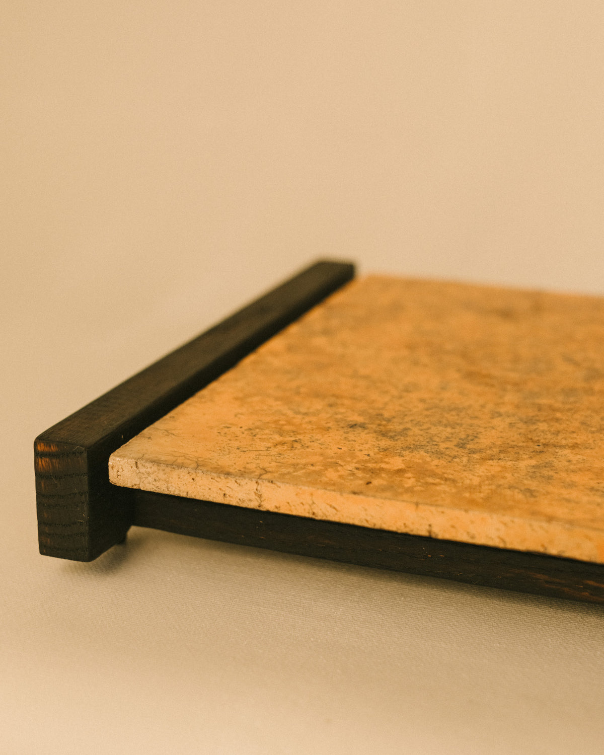 Oak base and ceramic surface of Tray 1, top-down view