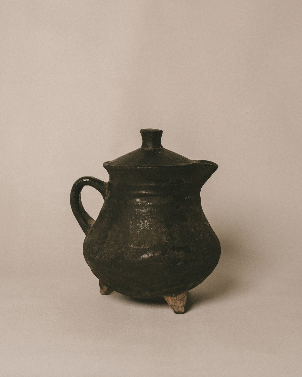 Jydepotter Small Pot, traditional Danish blackware, front view