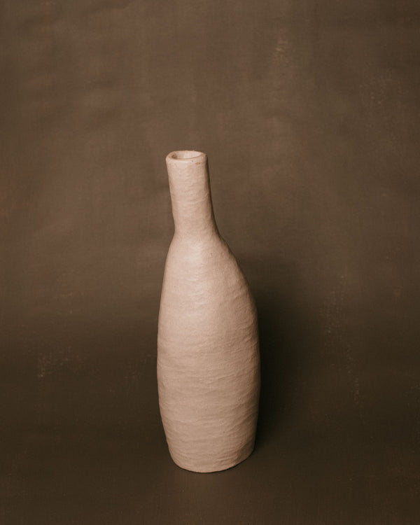 Slender silhouette of Necked Vessel II, hand-built ceramic, side profile