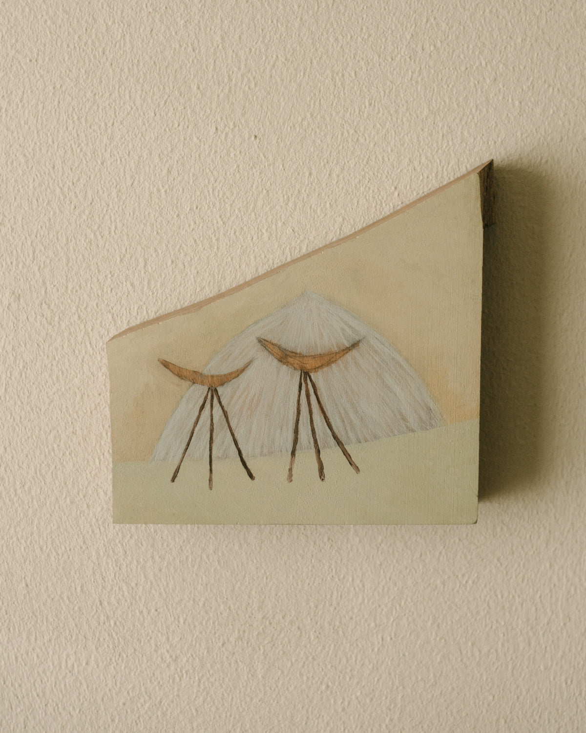 Motherhood (Grace) by Patricia Perales García, oil on discarded wood, front view