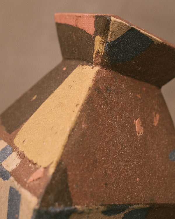 Top-down view of Triangular Vase opening, glazed interior