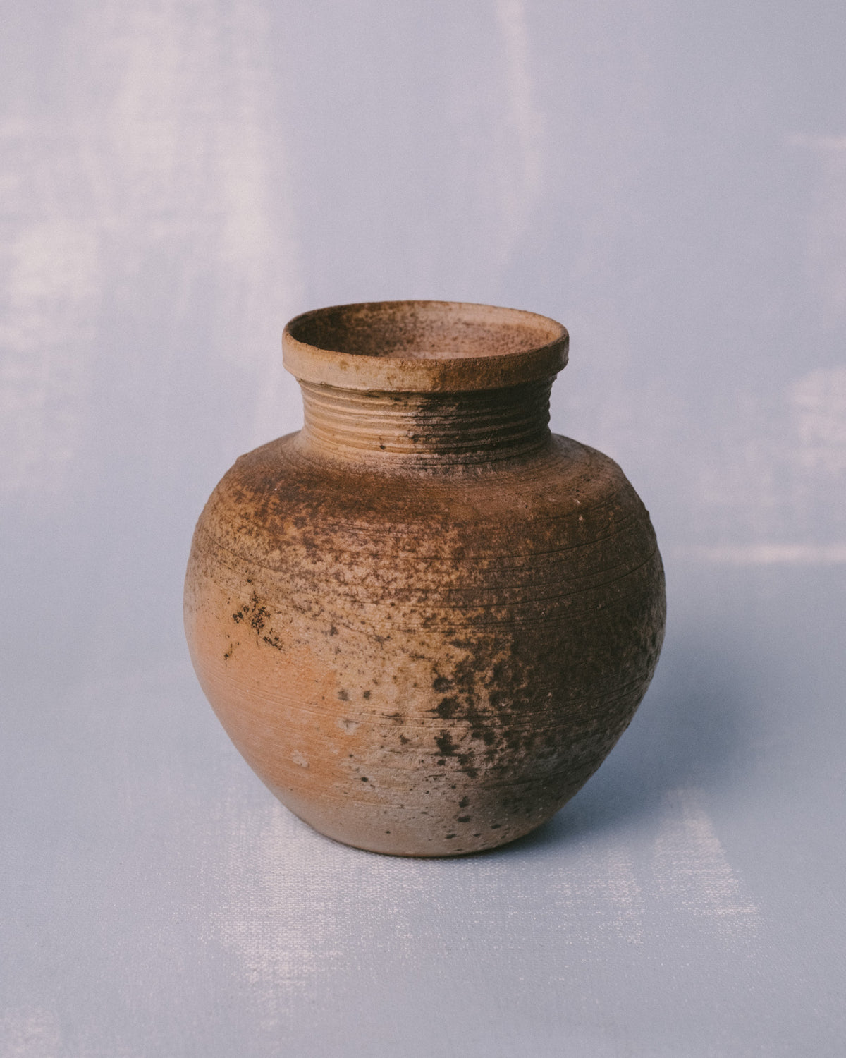 Bizenyaki vase by Sharlen Nozawa, wood-fired unglazed stoneware, medium size, front view