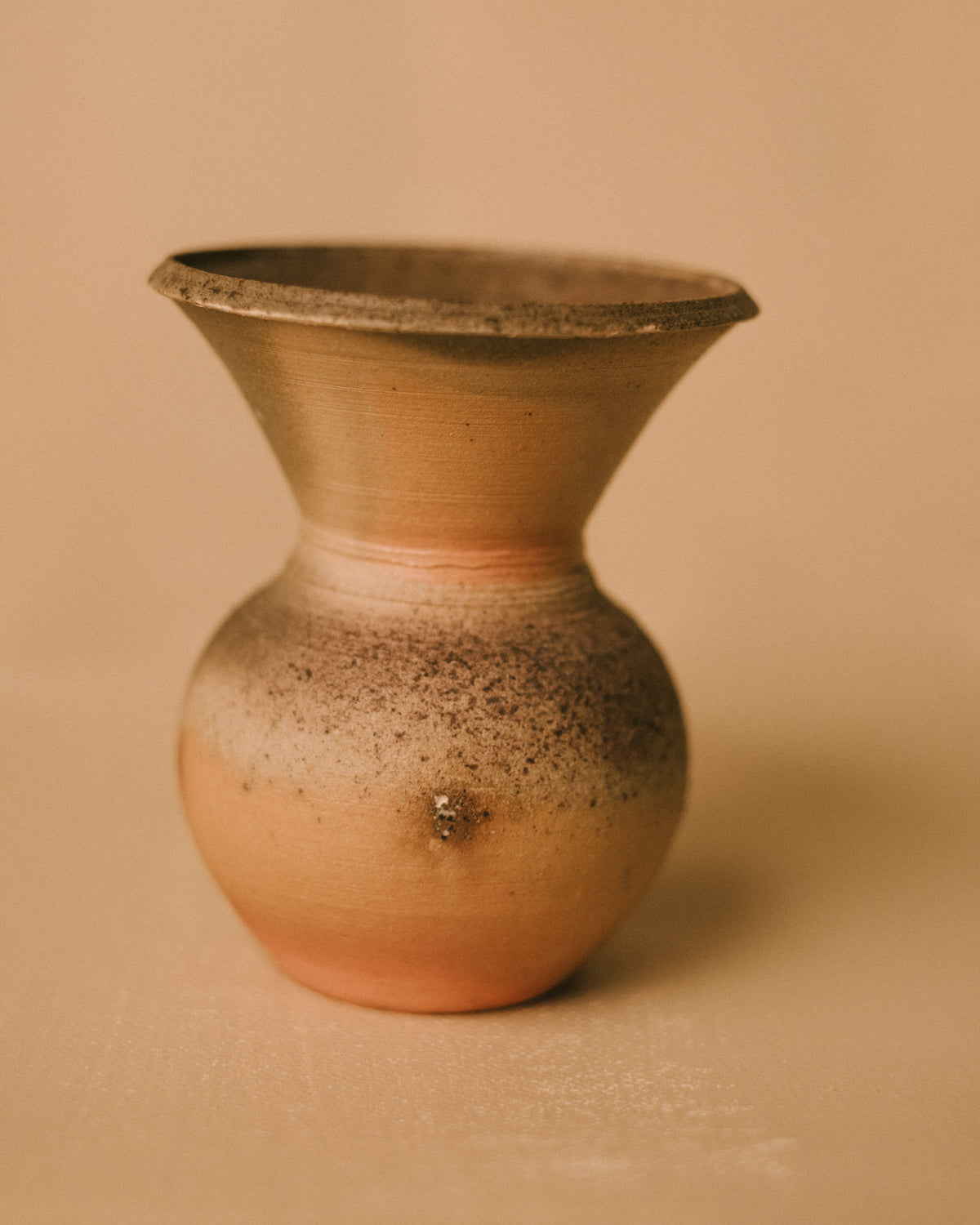 Close-up of natural ash glaze texture on Bizenyaki vase by Sharlen Nozawa