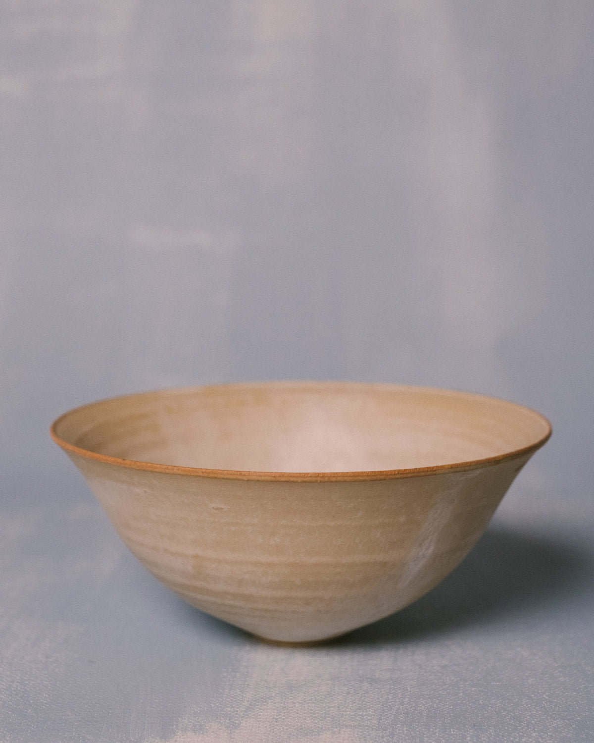 Sharlen Nozawa Miso Bowl, handmade white stoneware ceramic with stoney white glaze, front view