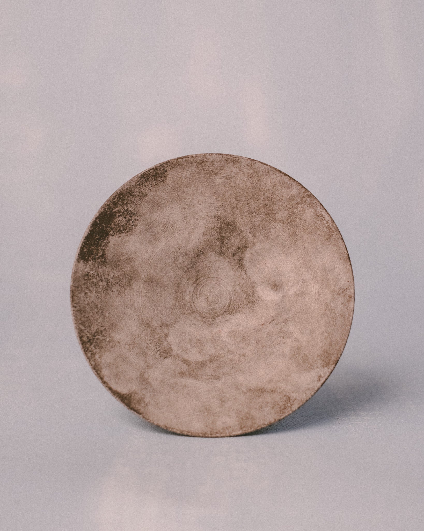 Sharlen Nozawa Silver Lustre Plate, hand-thrown ceramic with delicate silver lustre overglaze, front view showing reflective sheen