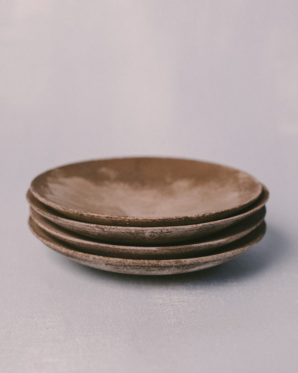 Silver Lustre Plates by Sharlen Nozawa stacked, hand-thrown ceramic from Japan residency
