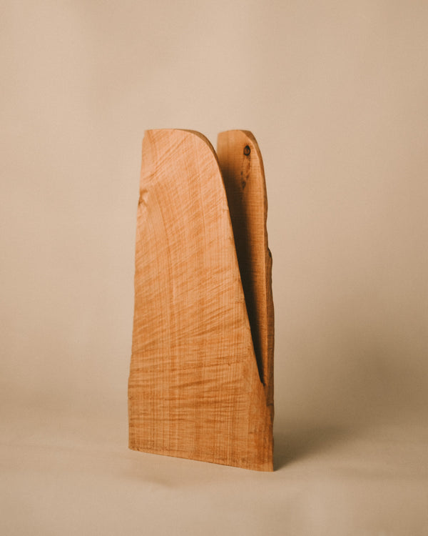 Bishop sculpture by Vince Skelly, carved West Coast timber, front view