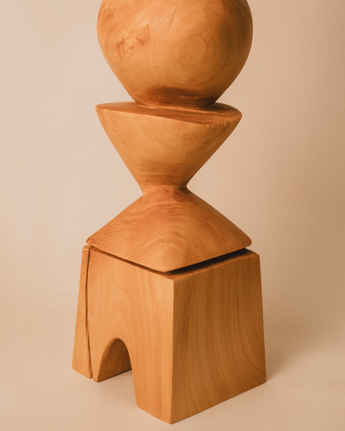 Carved back detail of Vince Skelly's Sentinel Study 01, arched base