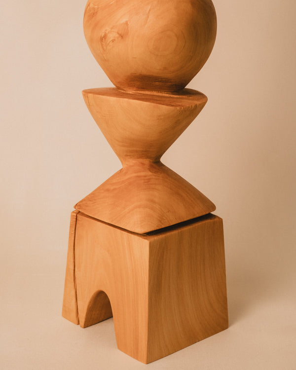 Carved back detail of Vince Skelly's Sentinel Study 01, arched base