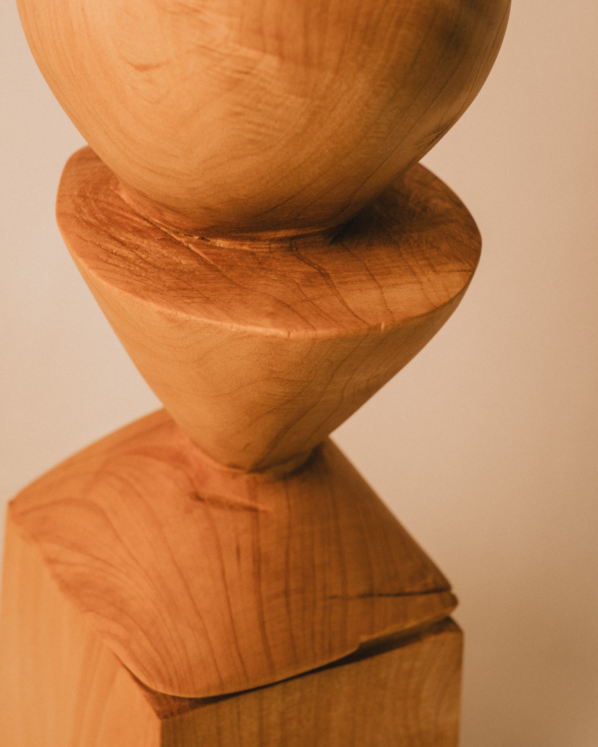 Sentinel Study 01, carved West Coast timber, three-quarter view