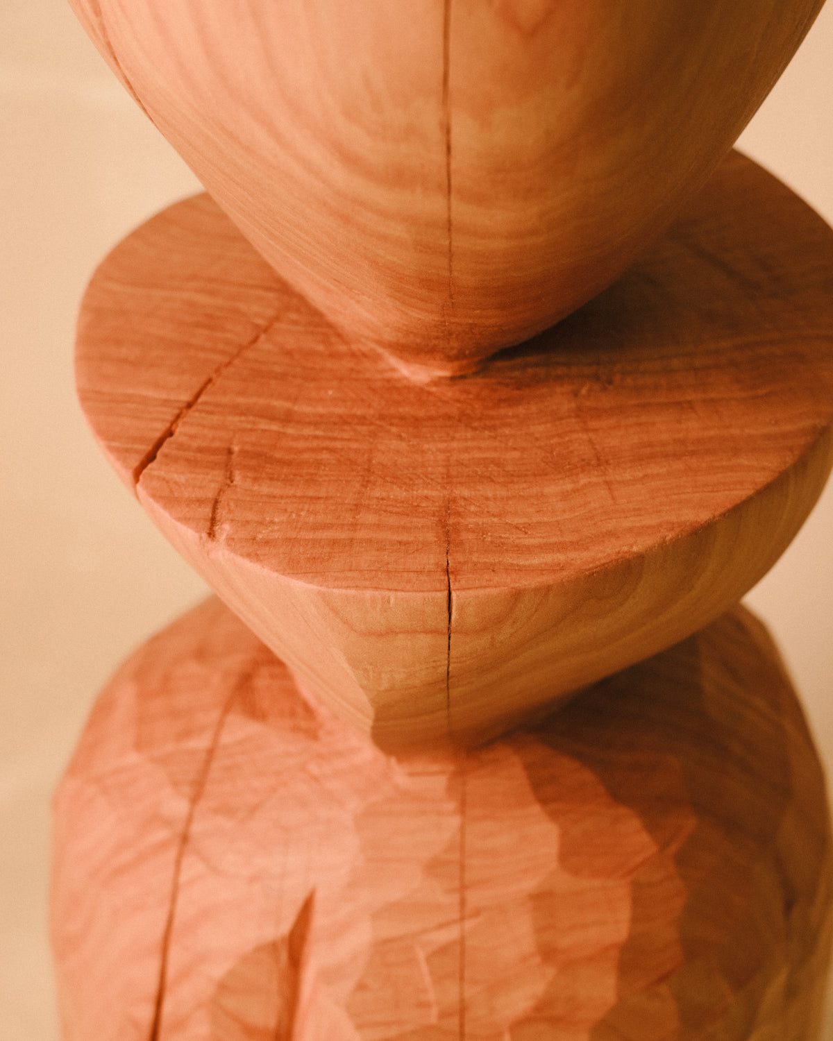 Sentinel Study 02, carved West Coast timber, three-quarter view