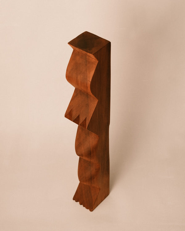 Carved back detail of Vince Skelly's Sentinel Study 03, wood grain