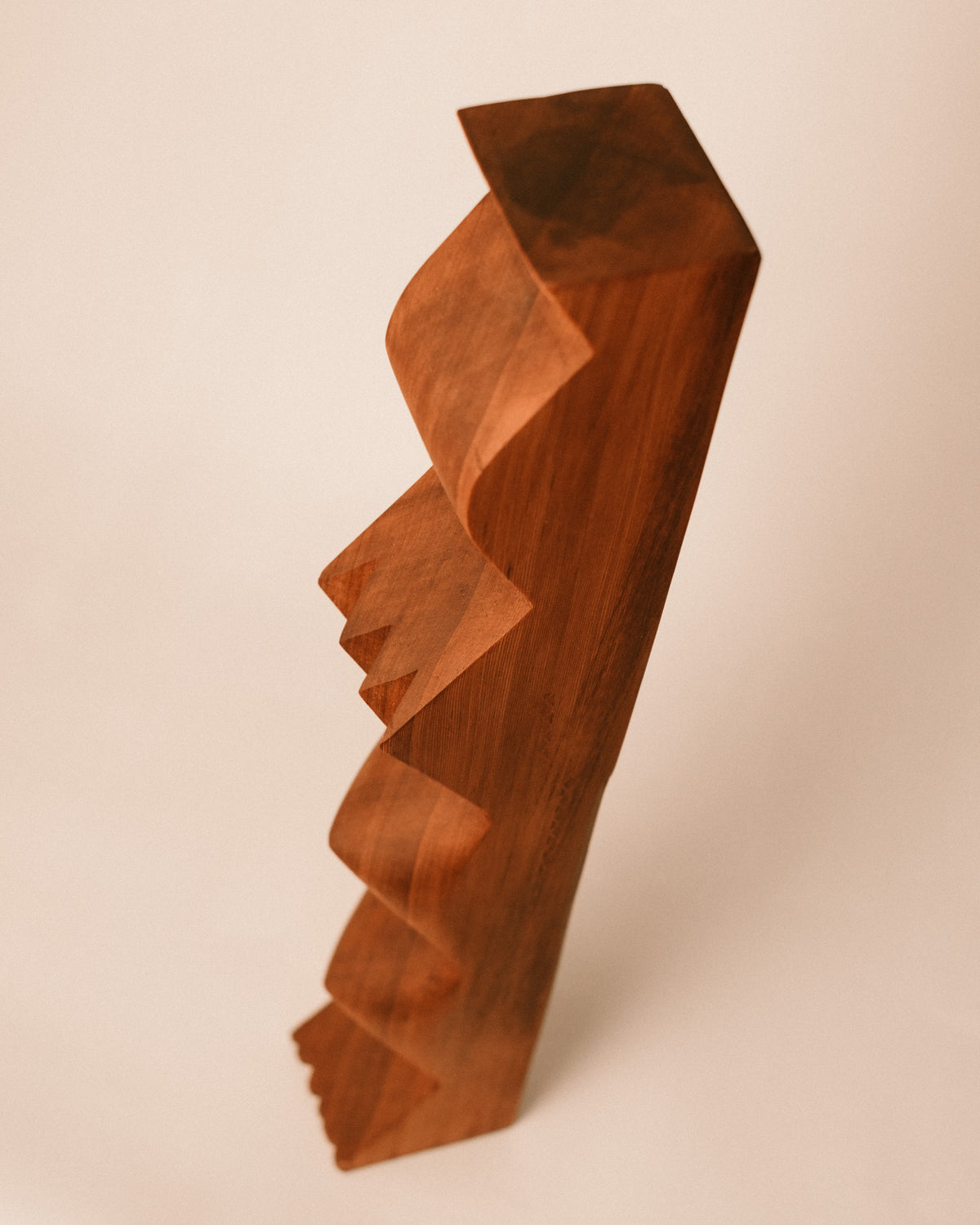 Close-up of carved wood grain on Sentinel Study 03 surface