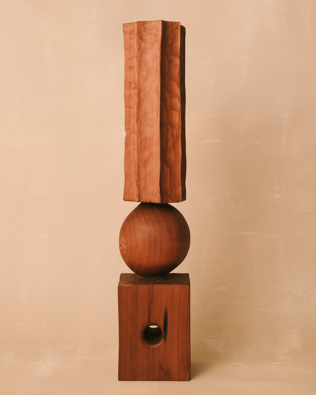 Stacked sphere and column forms of Sentinel Study 04, angled view
