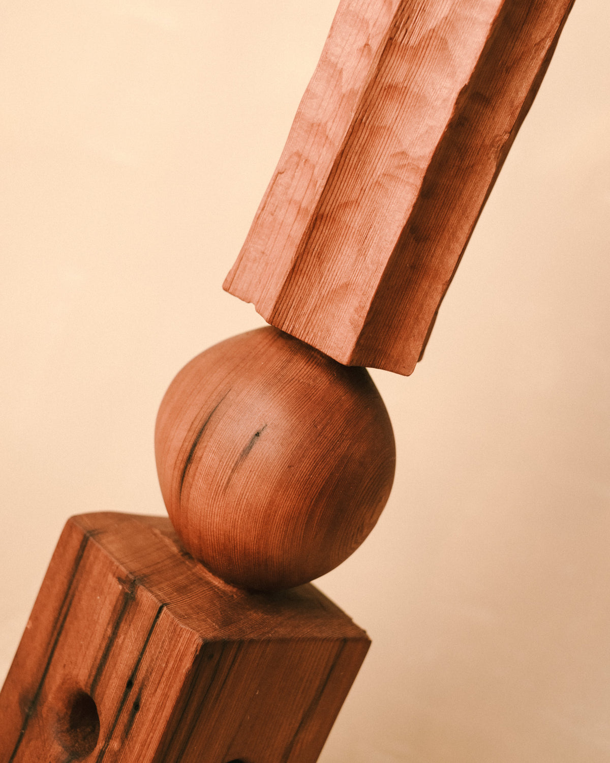 Carved back detail of Vince Skelly's Sentinel Study 04, stacked forms