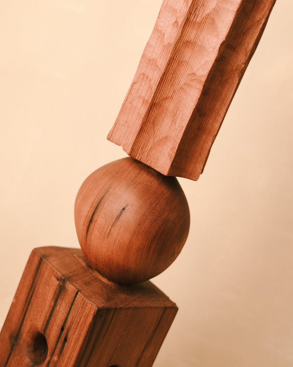 Carved back detail of Vince Skelly's Sentinel Study 04, stacked forms