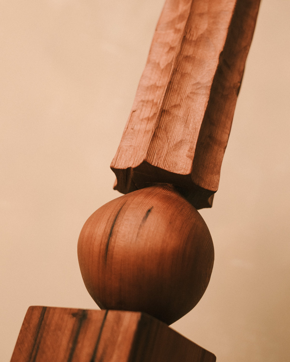 Carved sphere detail of Vince Skelly's Sentinel Study 04, side profile