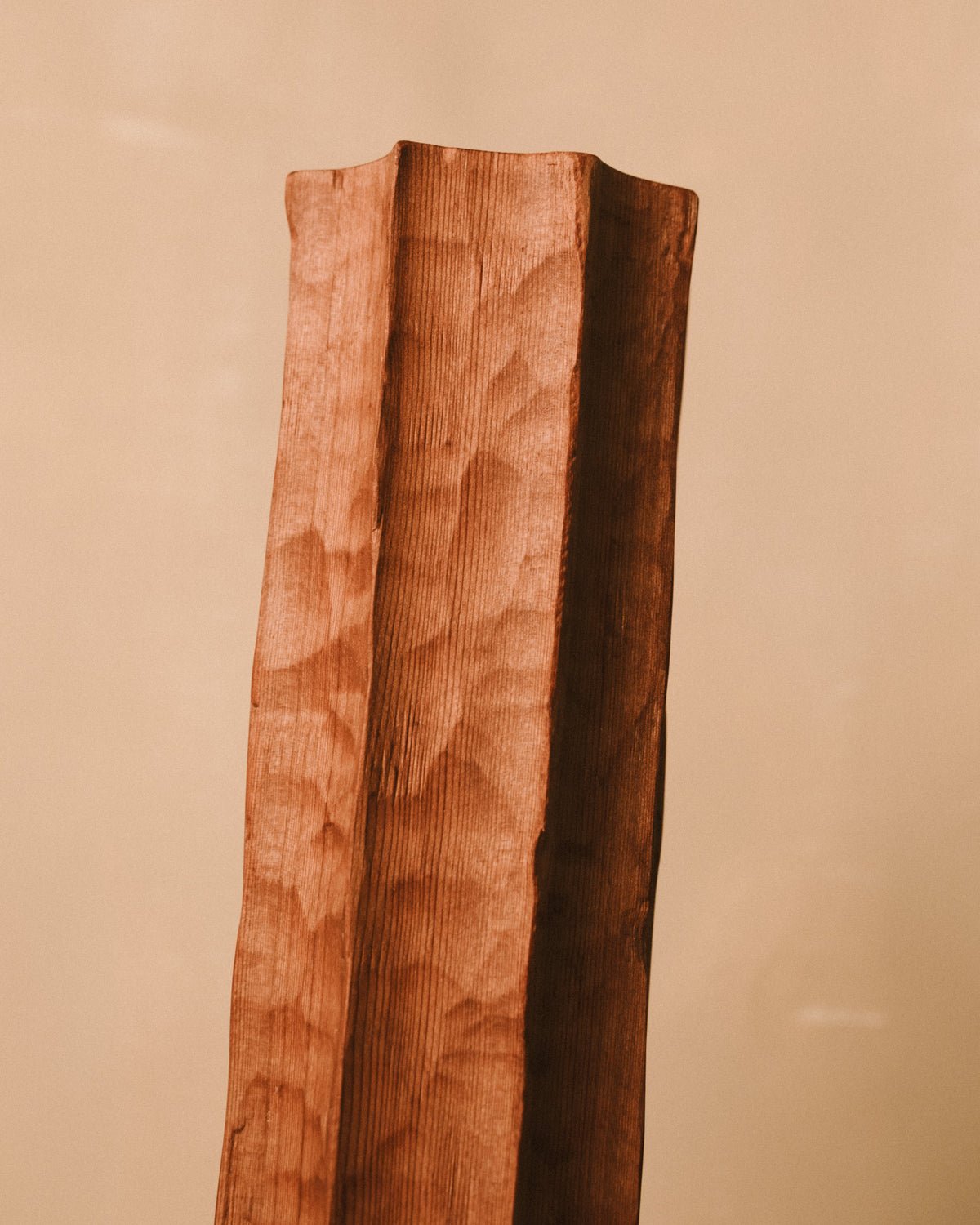 Sentinel Study 04, carved West Coast timber, three-quarter view