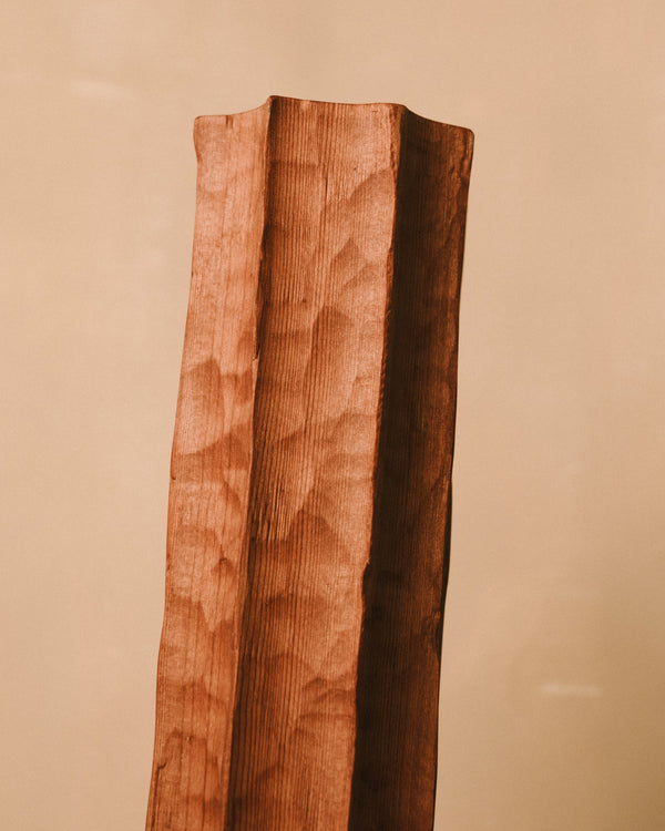 Sentinel Study 04, carved West Coast timber, three-quarter view
