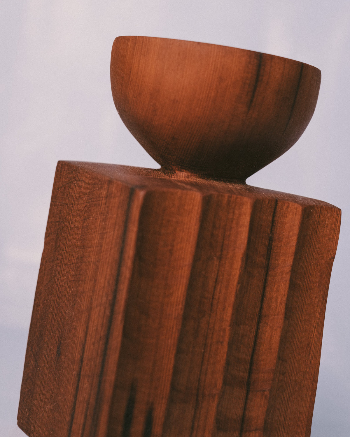 Sentinel Study 06, carved West Coast timber, three-quarter view