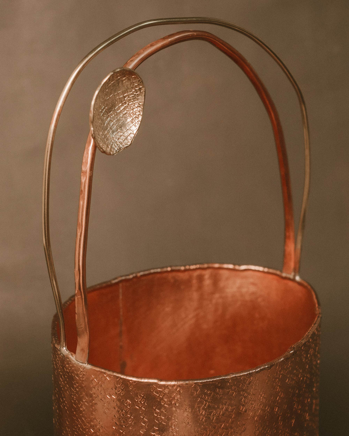 Basket 3 by Yeodong Yun, copper and brass, opposite angle view